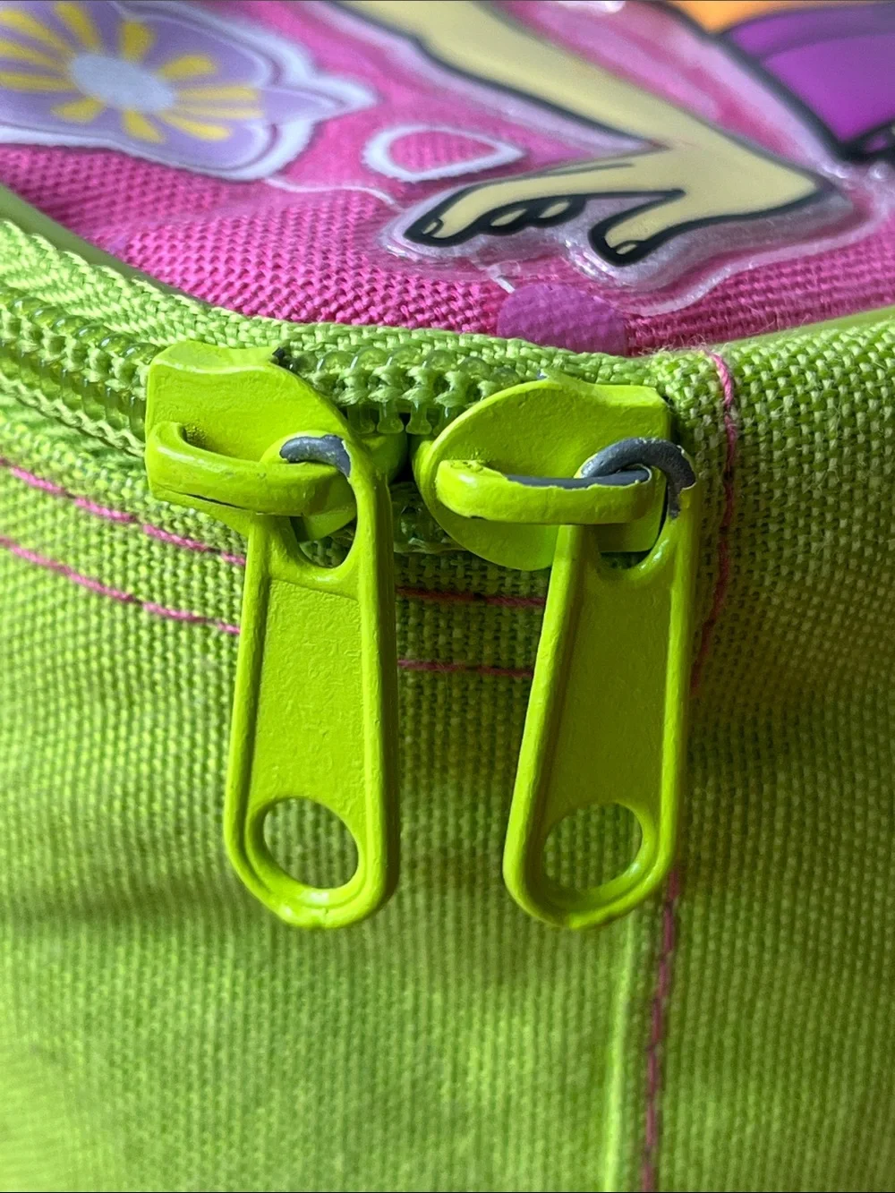 Vintage 2007 Polly Pocket Doll Carrying Case Storage Bag Pink Lime Green Floral